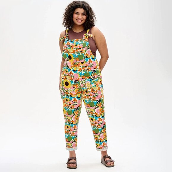 Lucy & Yak Rare Overalls Dungarees Asahi Nagata Print Garden - Size 8 (Loose) - Picture 4 of 9
